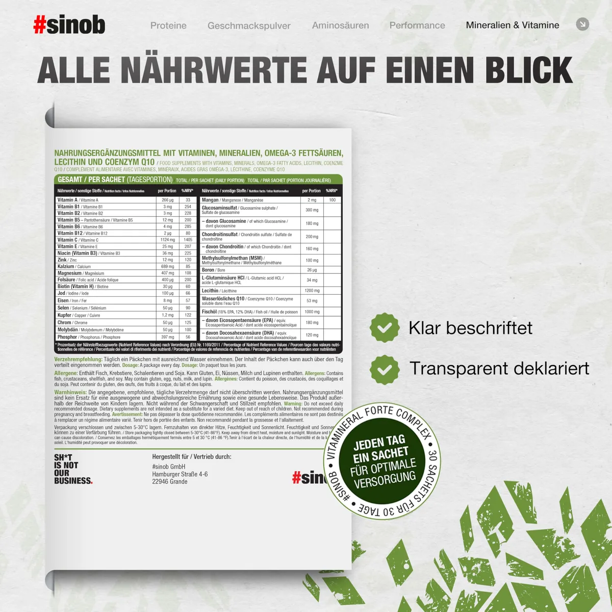 All Day Every Day - Multivitamine und Mineralstoffe. Nahrungsergänzung mit Mikronährstoffen wie Omega-3, Coenzym Q10, A-Z Vitamine, Lecithin, Magnesium, Zink 1 x 30 Päckchen á 8 Einheiten. – Bild 7
