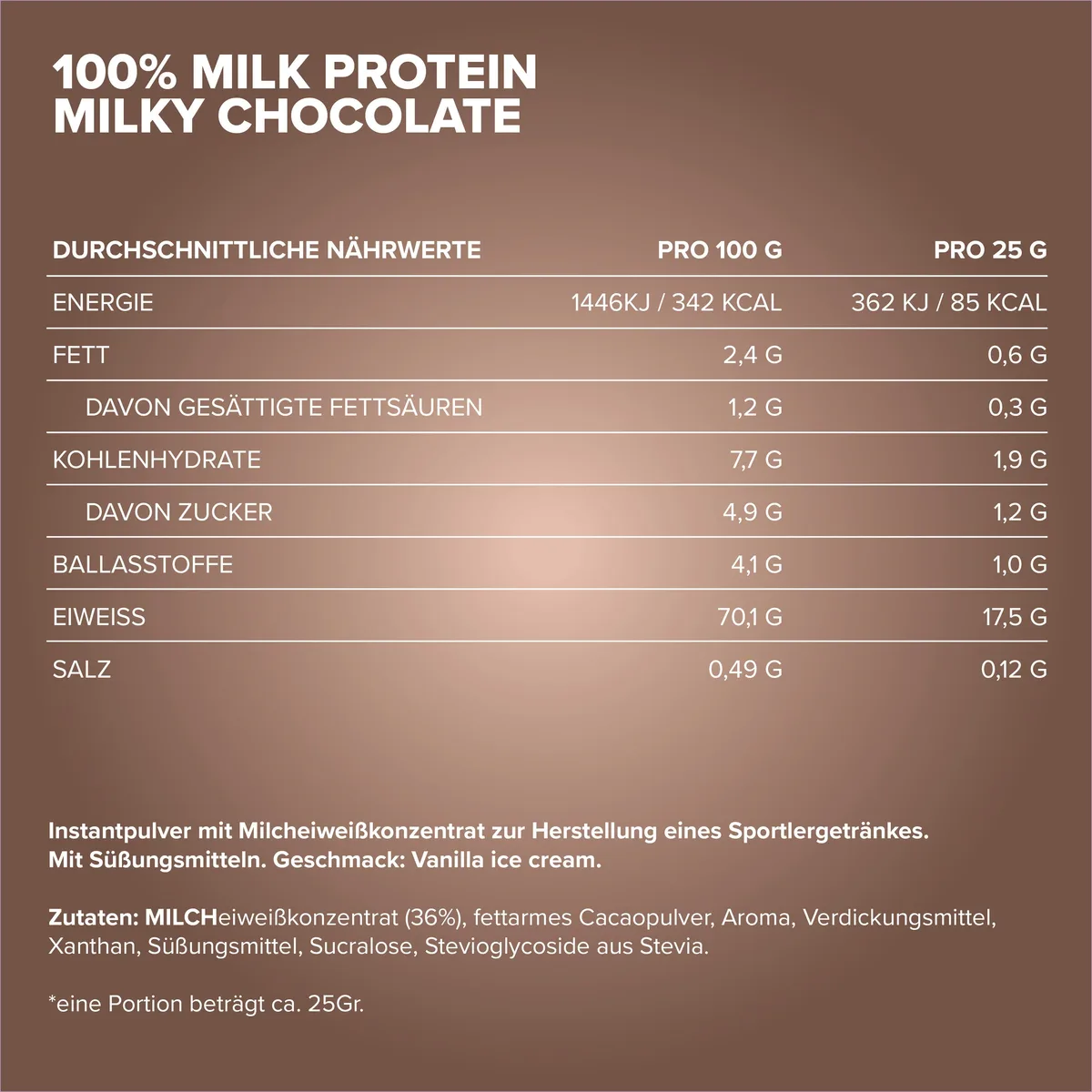 100% Milk-Protein (500g) - Milky Chocolate – Bild 5