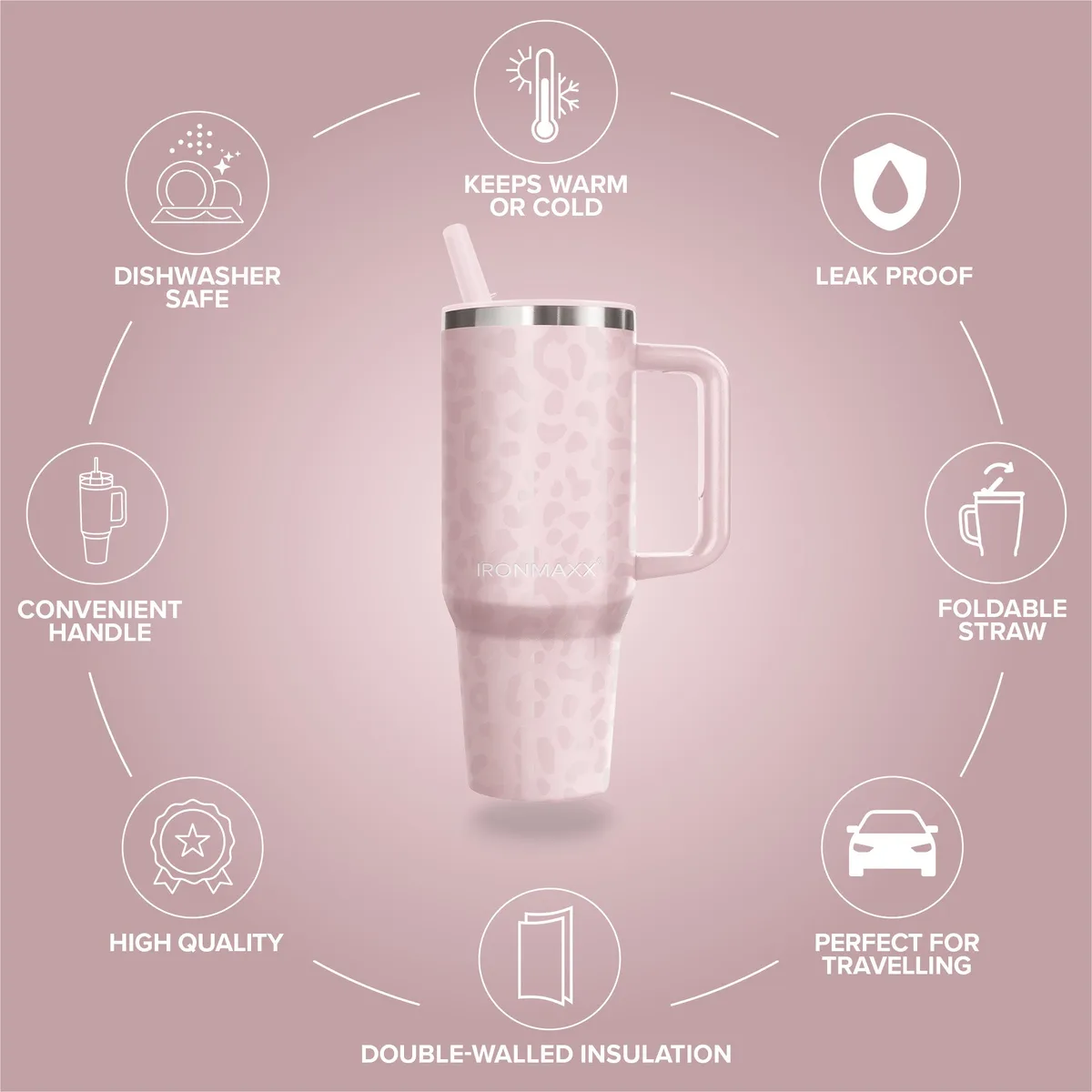IronMaxx Cup V4.0 (1200ml) - Leo-Style Rose – Bild 8