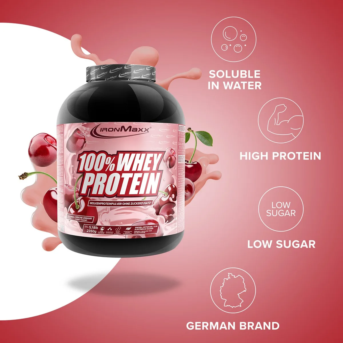 100% Whey Protein (2350g) - Kirsche Yoghurt – Bild 7