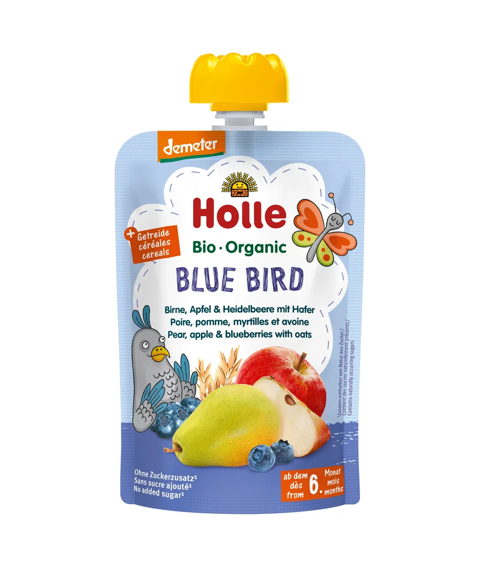 Demeter Pouchy ab dem 6. Monat (90g) Birne, Apfel & Heidelbeere mit Hafer