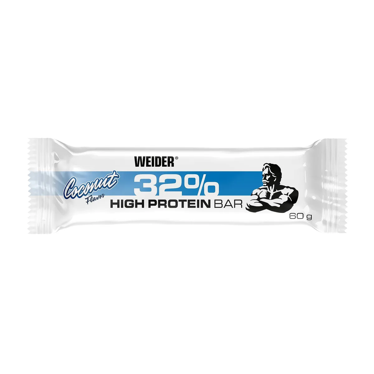 Weider - 32% Protein Bar - Proteinriegel mit Vollmilchschokolade - Mit 19 g Protein, Muskelaufbau - 12 x 60g - Kokosnuss