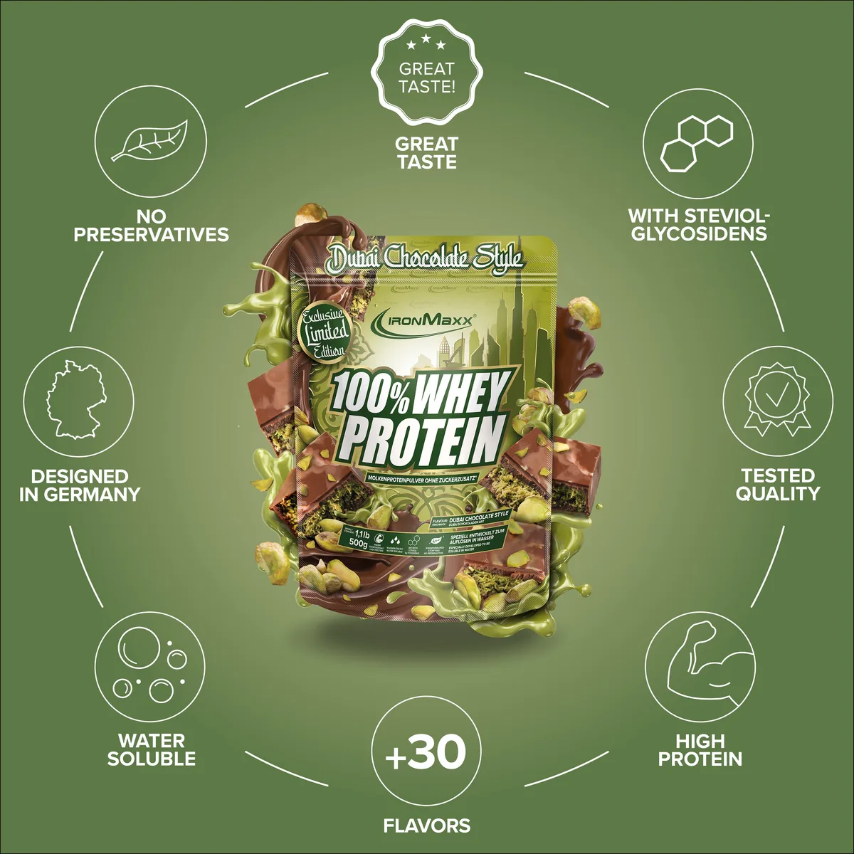 100% Whey Protein (500g) - Dubai Chocolate Style – Bild 5