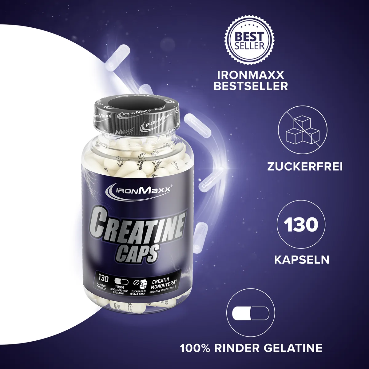 Creatine Caps Monohydrat - 130 Kapseln – Bild 7