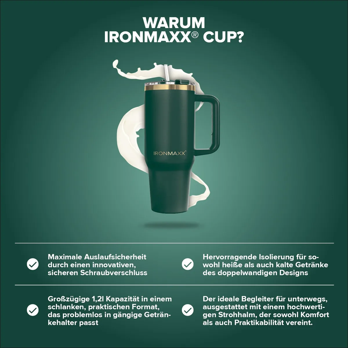 IronMaxx Cup V3.0 (1200ml) - Granite Green – Bild 3