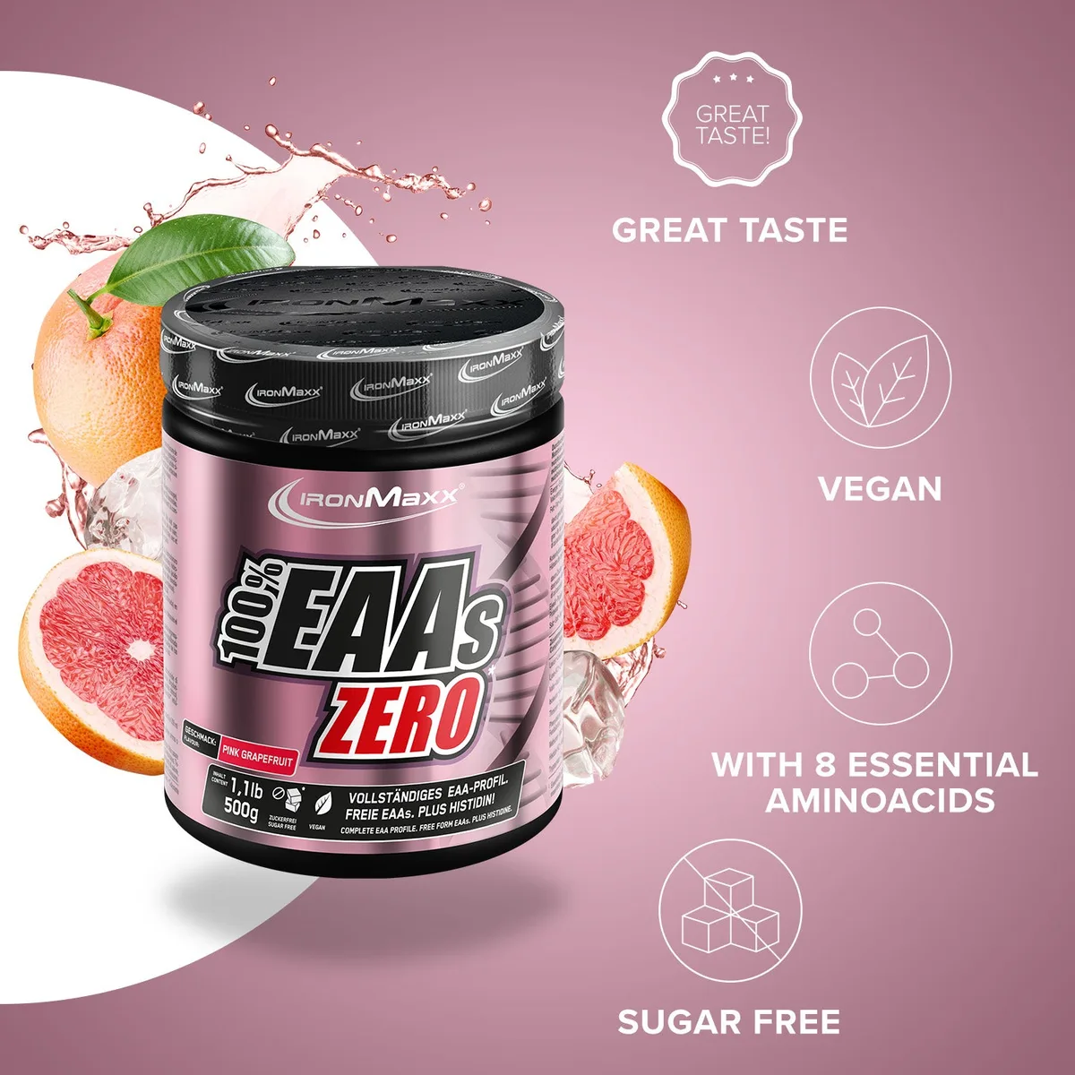 100% EAAs Zero (500g) - Pink Grapefruit – Bild 8