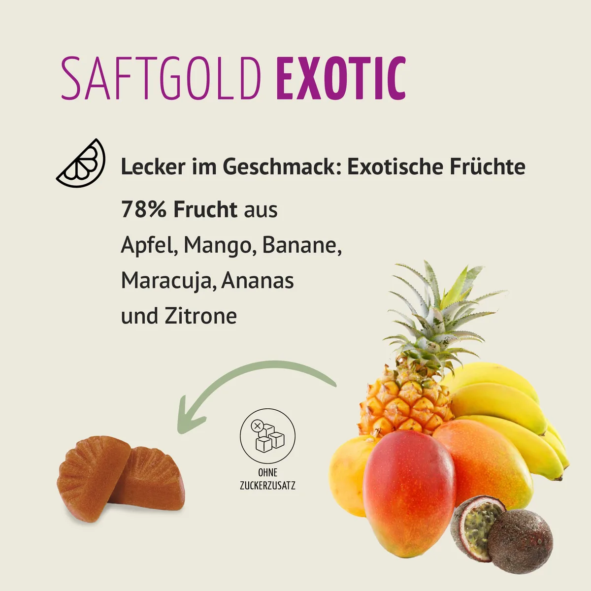 Saftgold Magnesium Gummies Exotische Früchte (60 Stück) – Bild 8