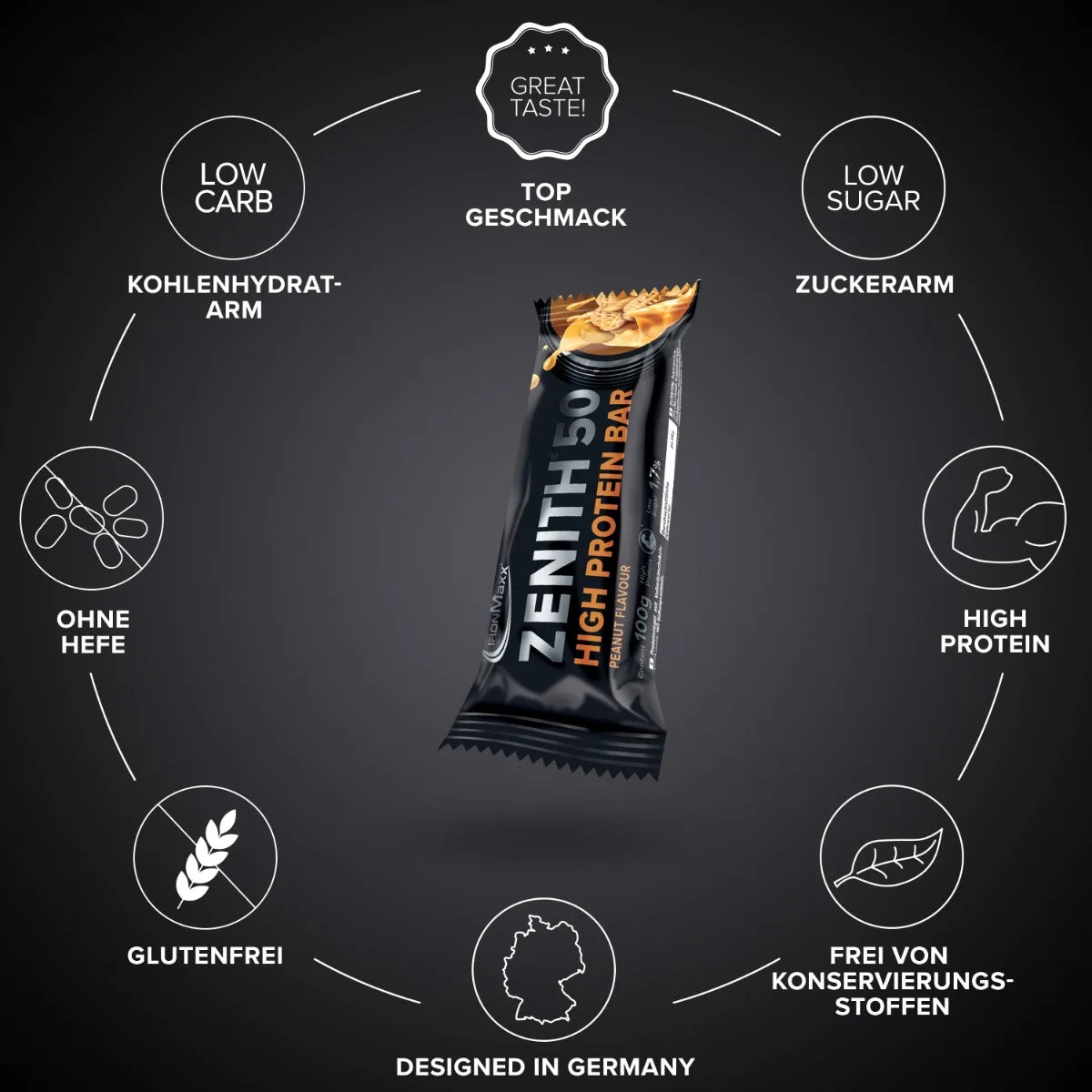 ZENITH® 50 Protein Riegel (12x100g) - Erdnuss – Bild 6