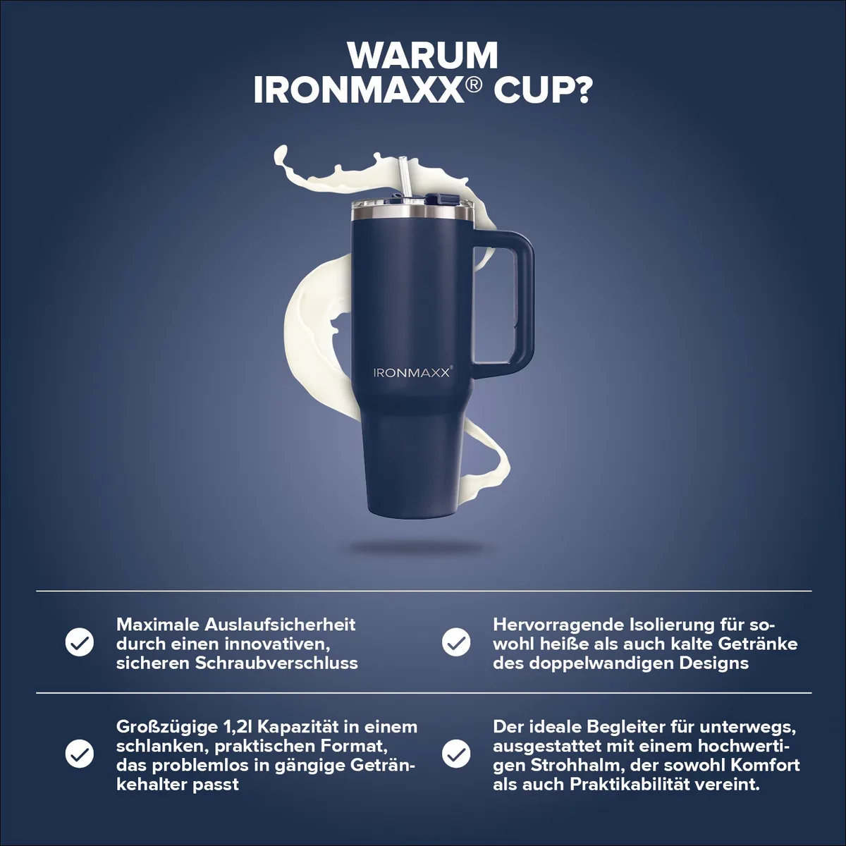 IronMaxx Cup V3.0 (1200ml) - Navy Blue – Bild 3