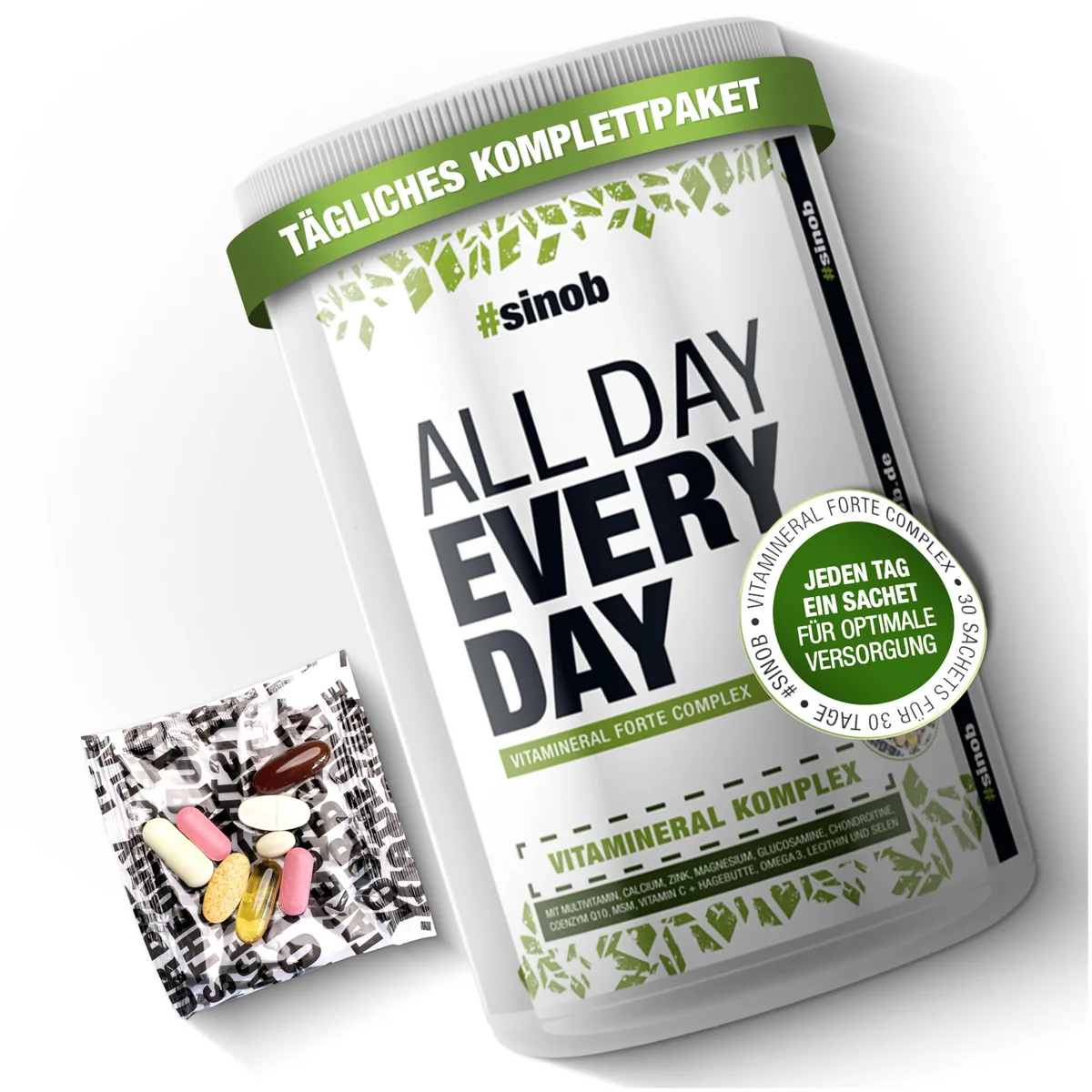 All Day Every Day - Multivitamine und Mineralstoffe. Nahrungsergänzung mit Mikronährstoffen wie Omega-3, Coenzym Q10, A-Z Vitamine, Lecithin, Magnesium, Zink 1 x 30 Päckchen á 8 Einheiten. – Bild 8