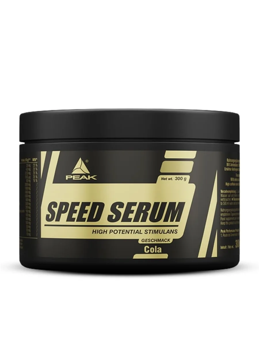 PEAK Speed Serum - 300g Geschmack Cola I 30 Portionen I Pulver I Energydrink I Pre-Workout I Diät I mit BCAAs I L-Carnitin I Panax Ginseng I Grüntee EGCG I Guarana Extrakt