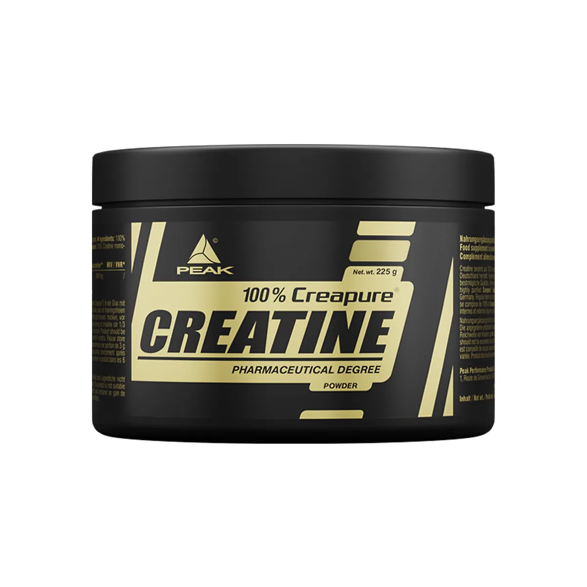 PEAK Creatin (Creapure®) - 225g I 75 Portionen I 100% reines Creapure® Kreatin Monohydrat Pulver in optimaler Dosierung I hohe Bioverfügbarkeit & höchste Qualität I vegan