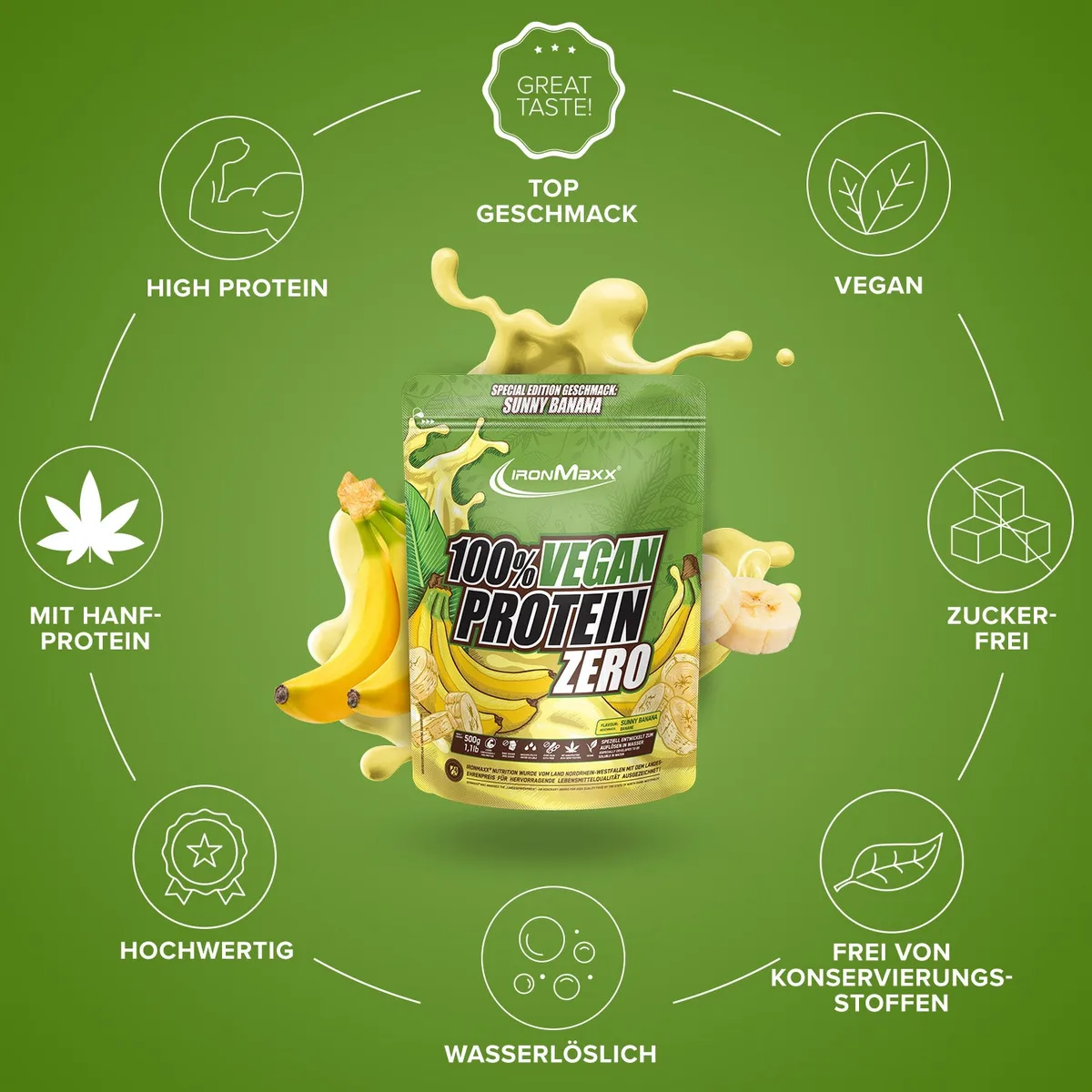 100% Vegan Protein Zero (500g) - Sunny Banana – Bild 5