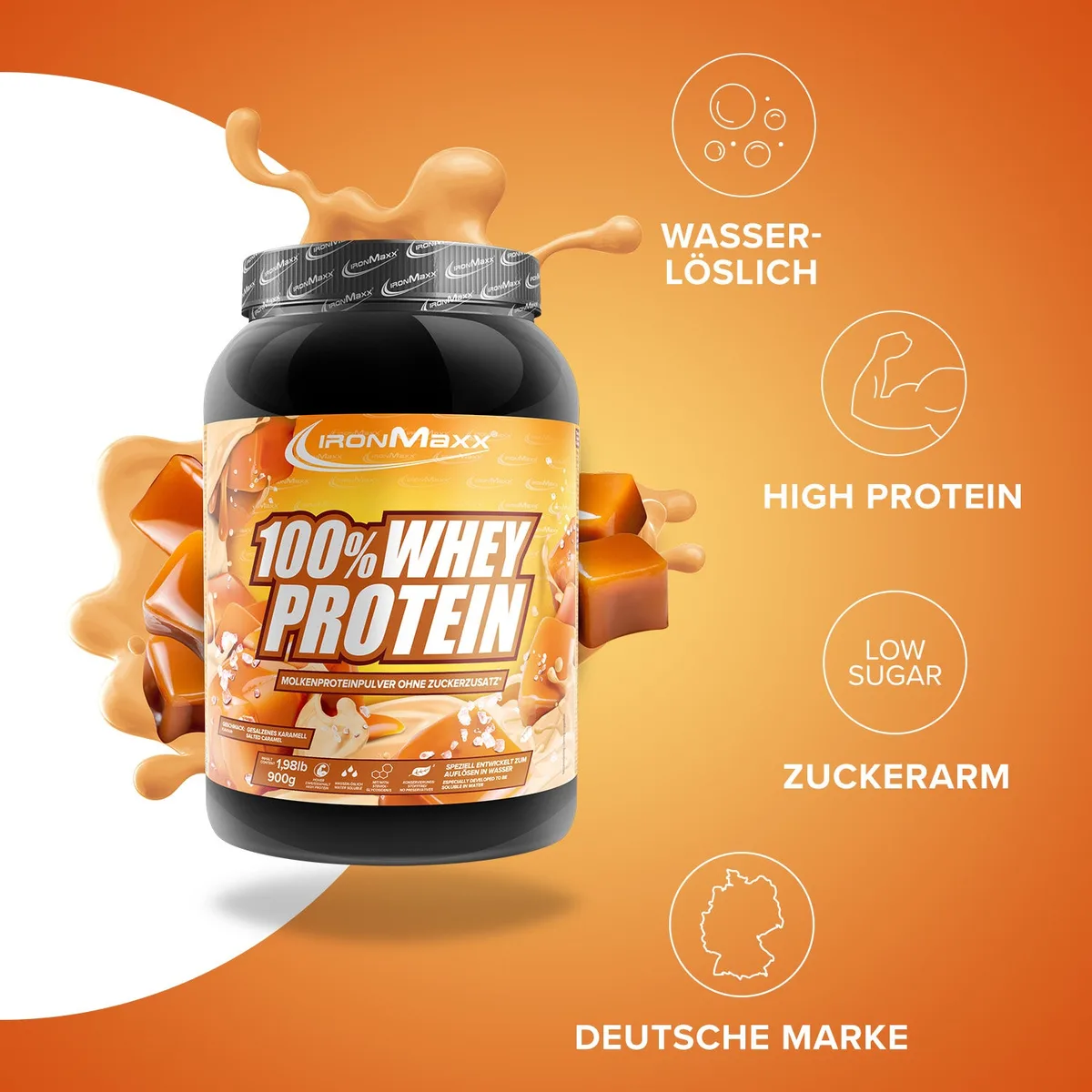 100% Whey Protein (900g) - Salted Caramel – Bild 2