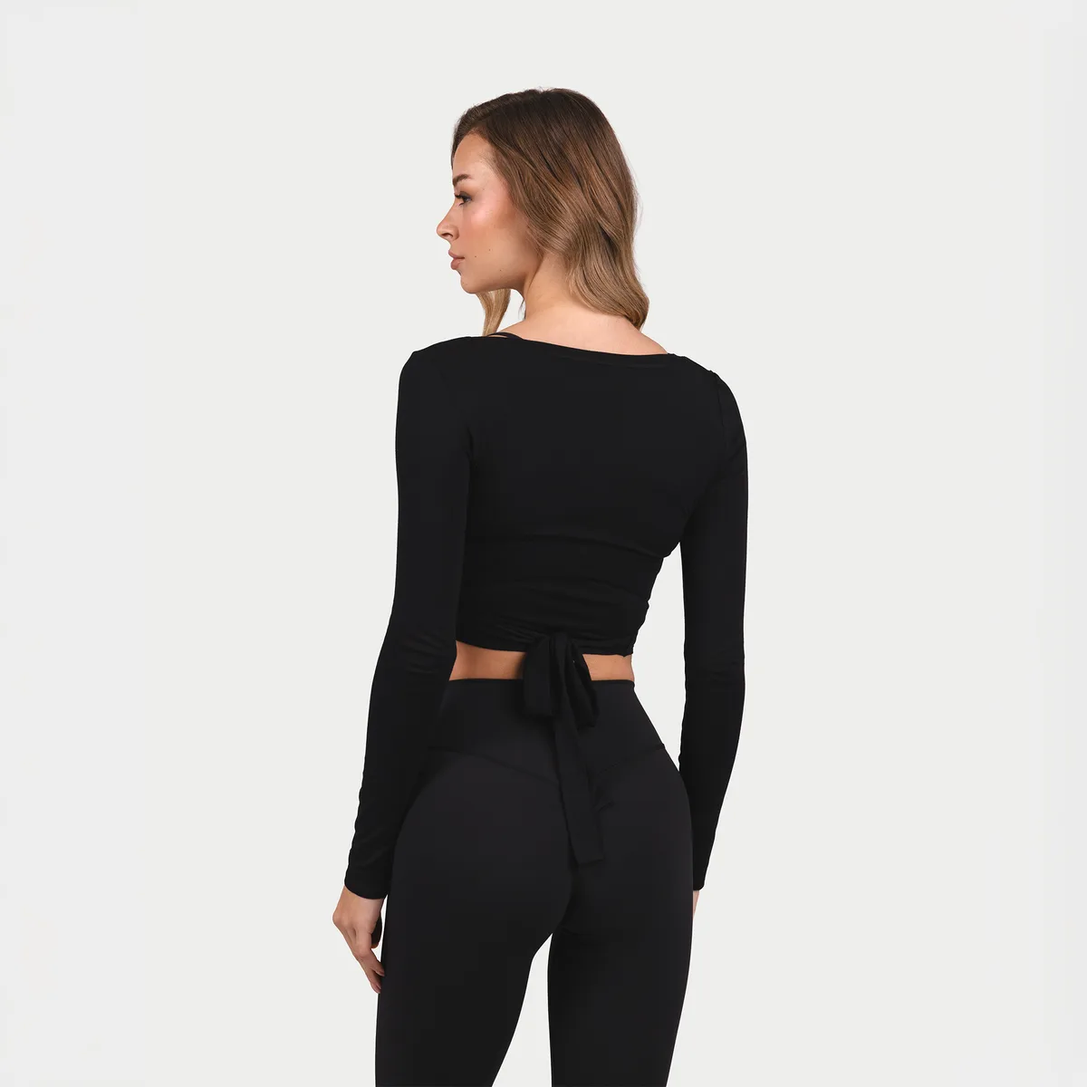 MRIIÀ Bodycon Long Sleeve Wrap Top Black / L – Bild 2