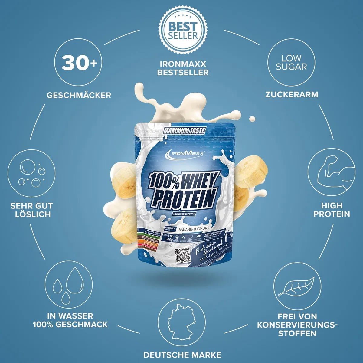 100% Whey Protein (500g) - Banane Yoghurt – Bild 6
