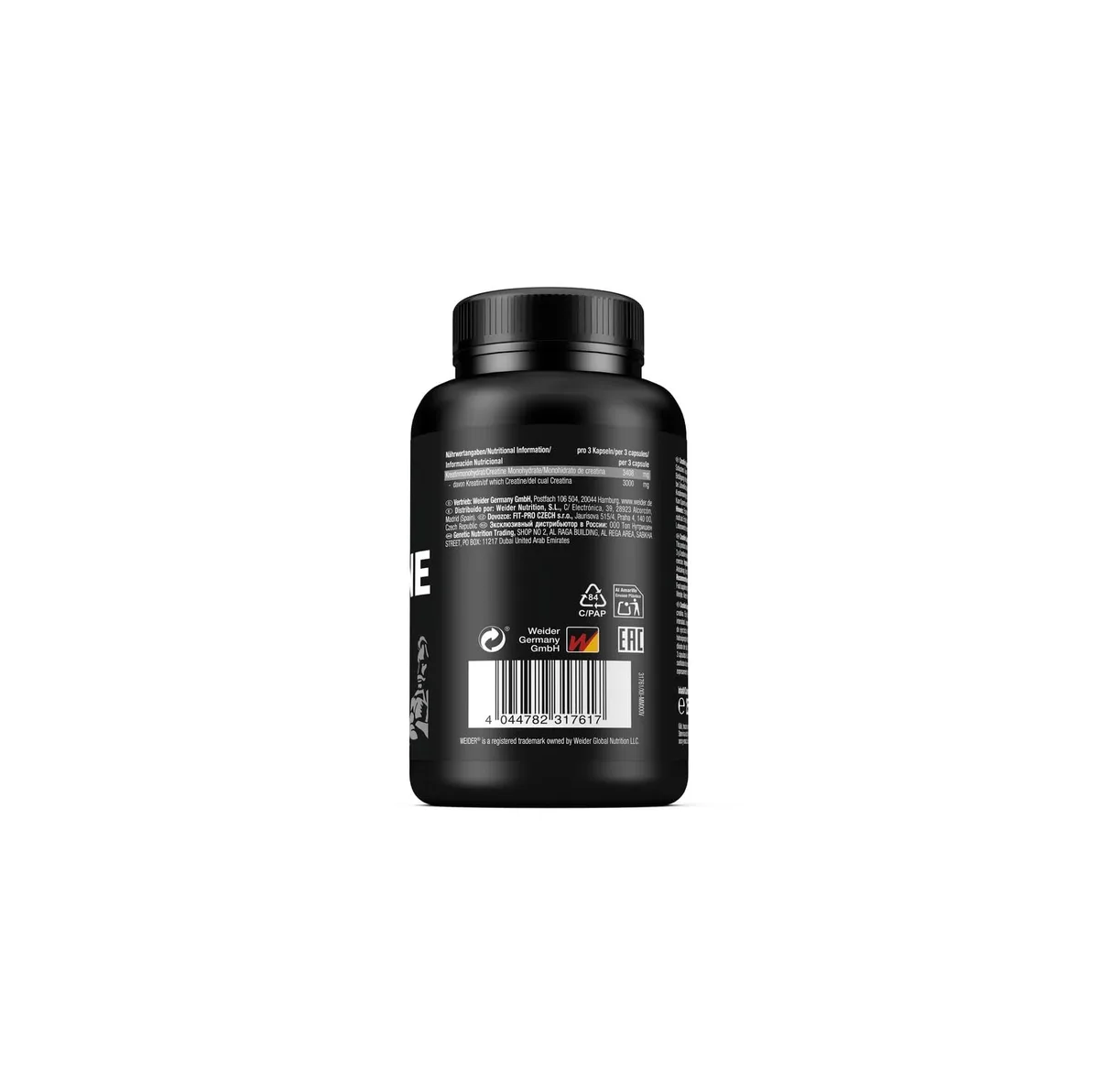 Weider - Pure Creatine Capsules - Ultra-reines Creapure für maximale Kraftsteigerung - Kreatin für den Muskelaufbau - 200 Kapseln – Bild 3