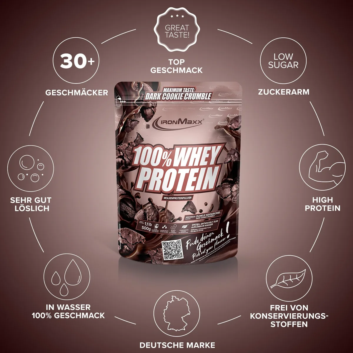 100% Whey Protein (500g) - Dark Cookie Crumble – Bild 5