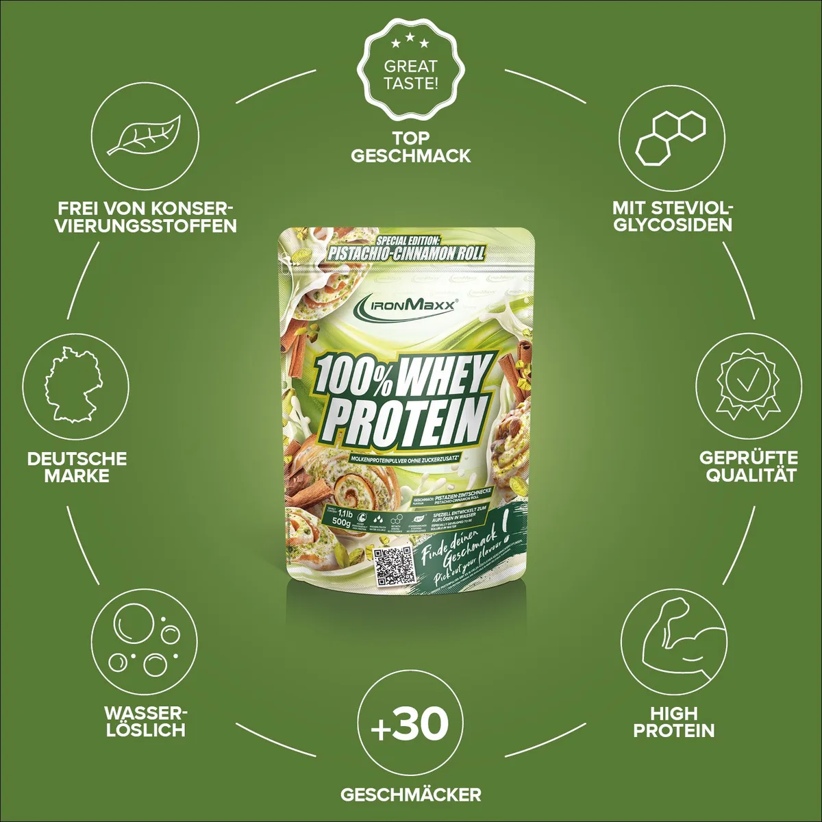 100% Whey Protein (500g) - Pistachio Cinnamon Roll – Bild 5