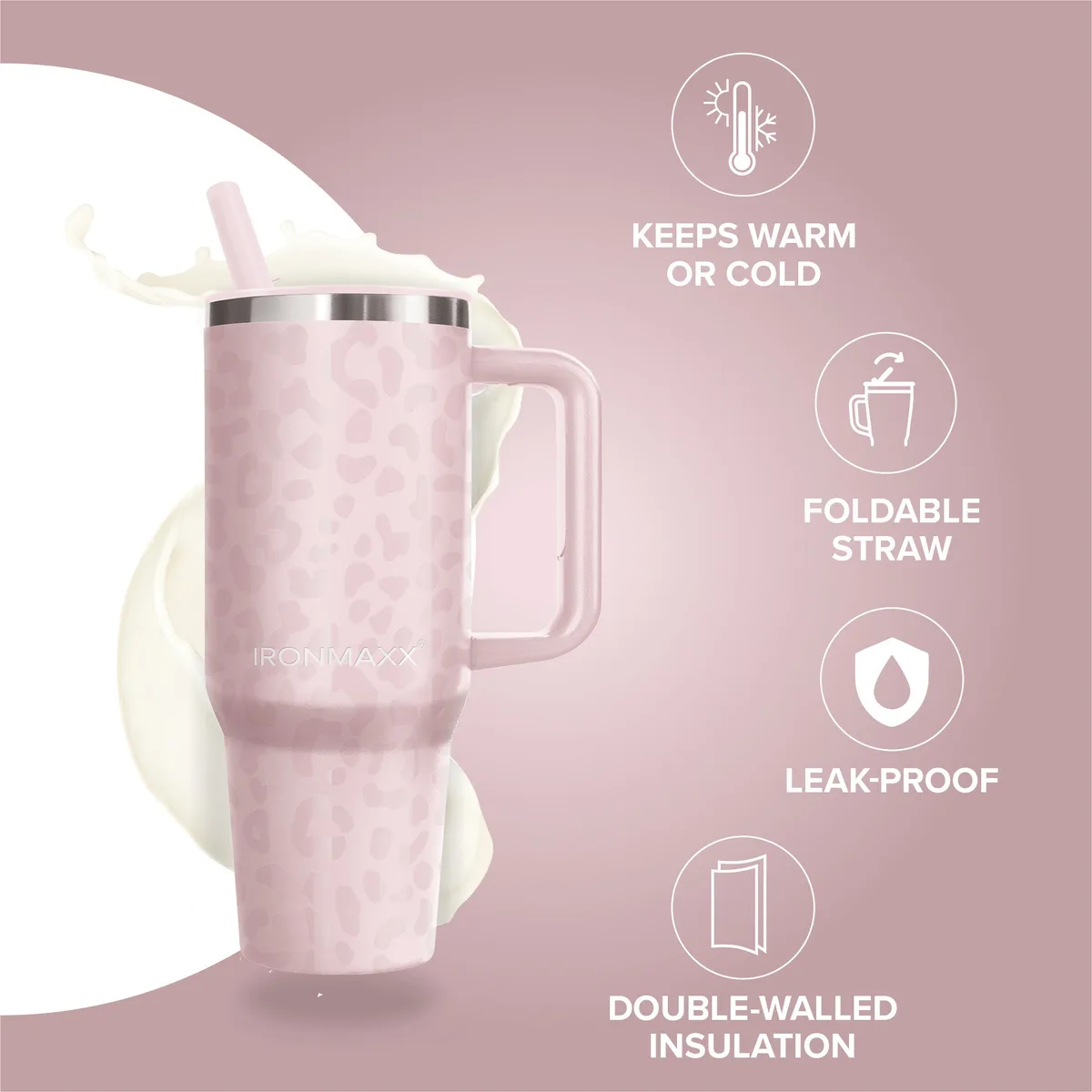 IronMaxx Cup V4.0 (1200ml) - Leo-Style Rose – Bild 6