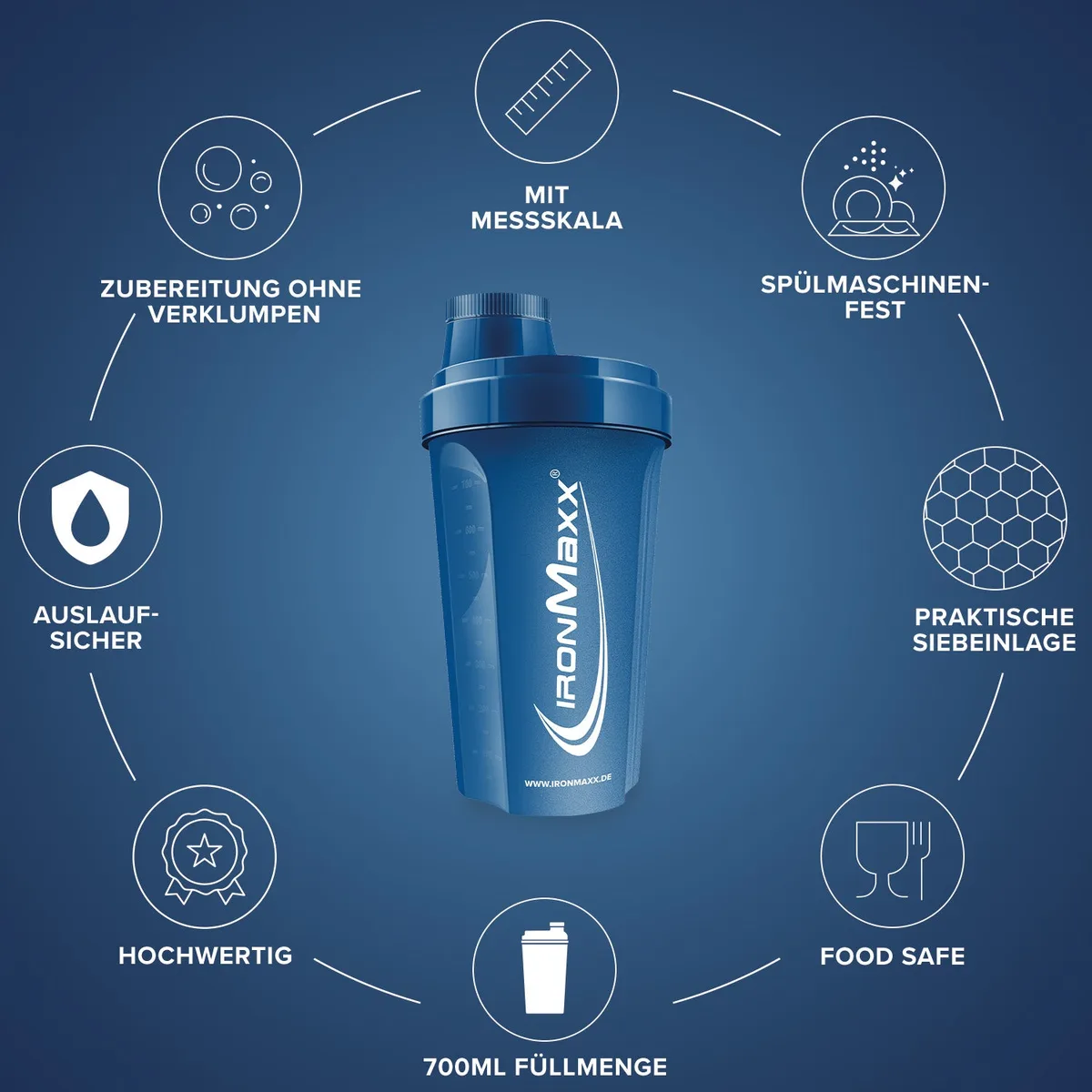 Shaker (700ml) - Dunkelblau – Bild 4