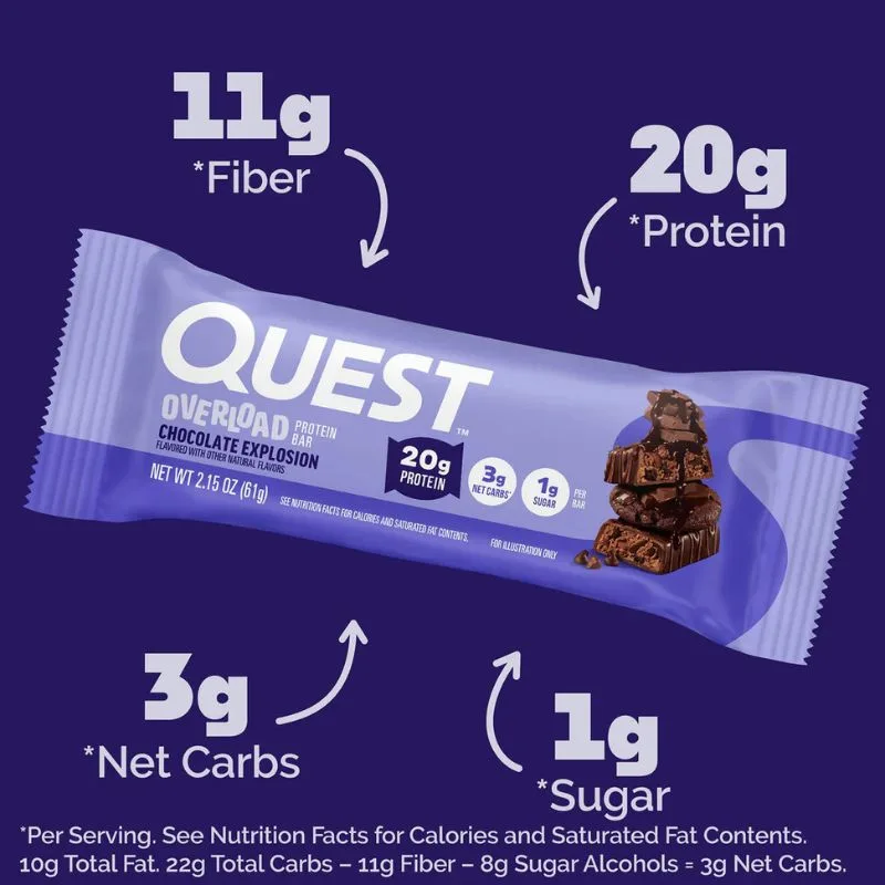 Quest Nutrition Quest Bar Overload Bars Proteinriegel 12 Riegel BOX / Chocolate Explosion – Bild 5