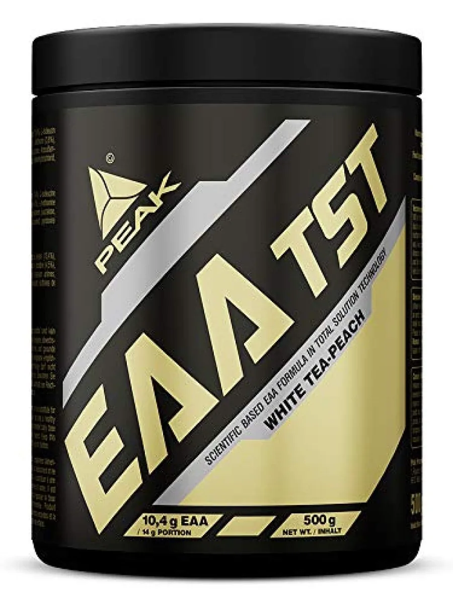 PEAK EAA - TS-Technology - 500g Geschmack White Tea Peach I Pulver I alle essentiellen Aminosäuren I Muskelaufbau I schnell resorbierbar I vegan I B - Vitamine