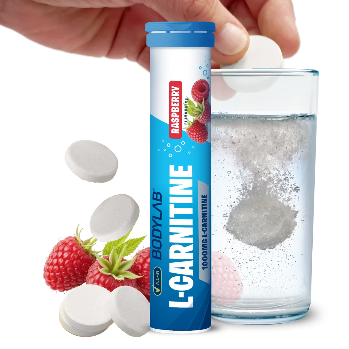 L-Carnitine - 20 Brausetabletten - Raspberry Flavouring – Bild 2