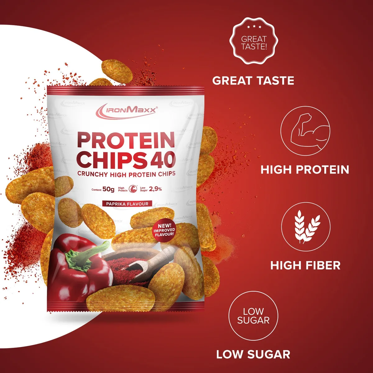 Protein Chips 40 (50g) - Paprika – Bild 2