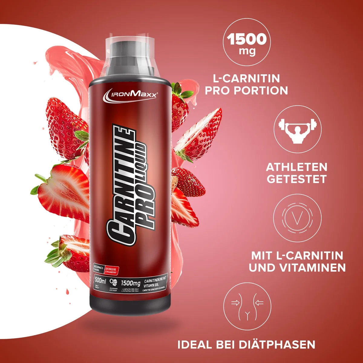 Carnitine Pro Liquid (500ml) - Erdbeere – Bild 3