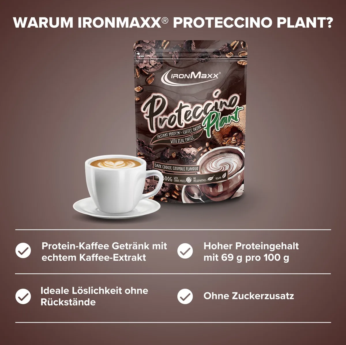 Proteccino Plant (500g) - Dark Cookie Crumble – Bild 3