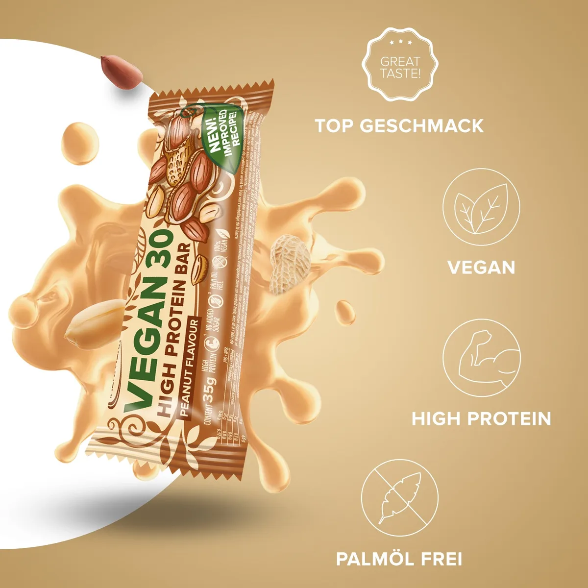 Vegan 30 Protein Riegel (35g) - Peanut – Bild 2