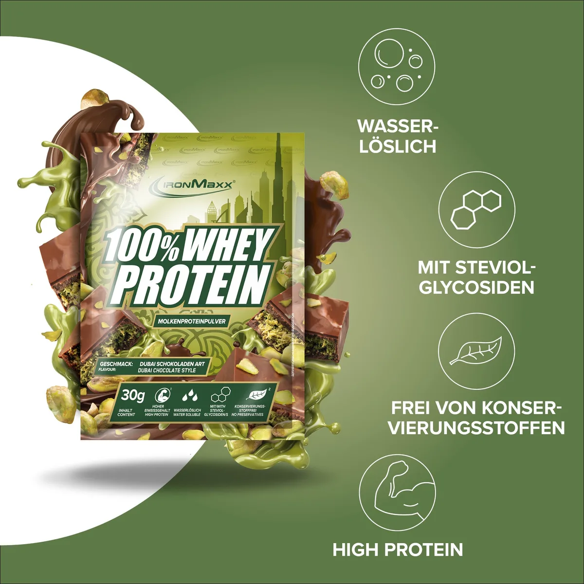100% Whey Protein (30g) - Dubai Chocolate Style – Bild 7