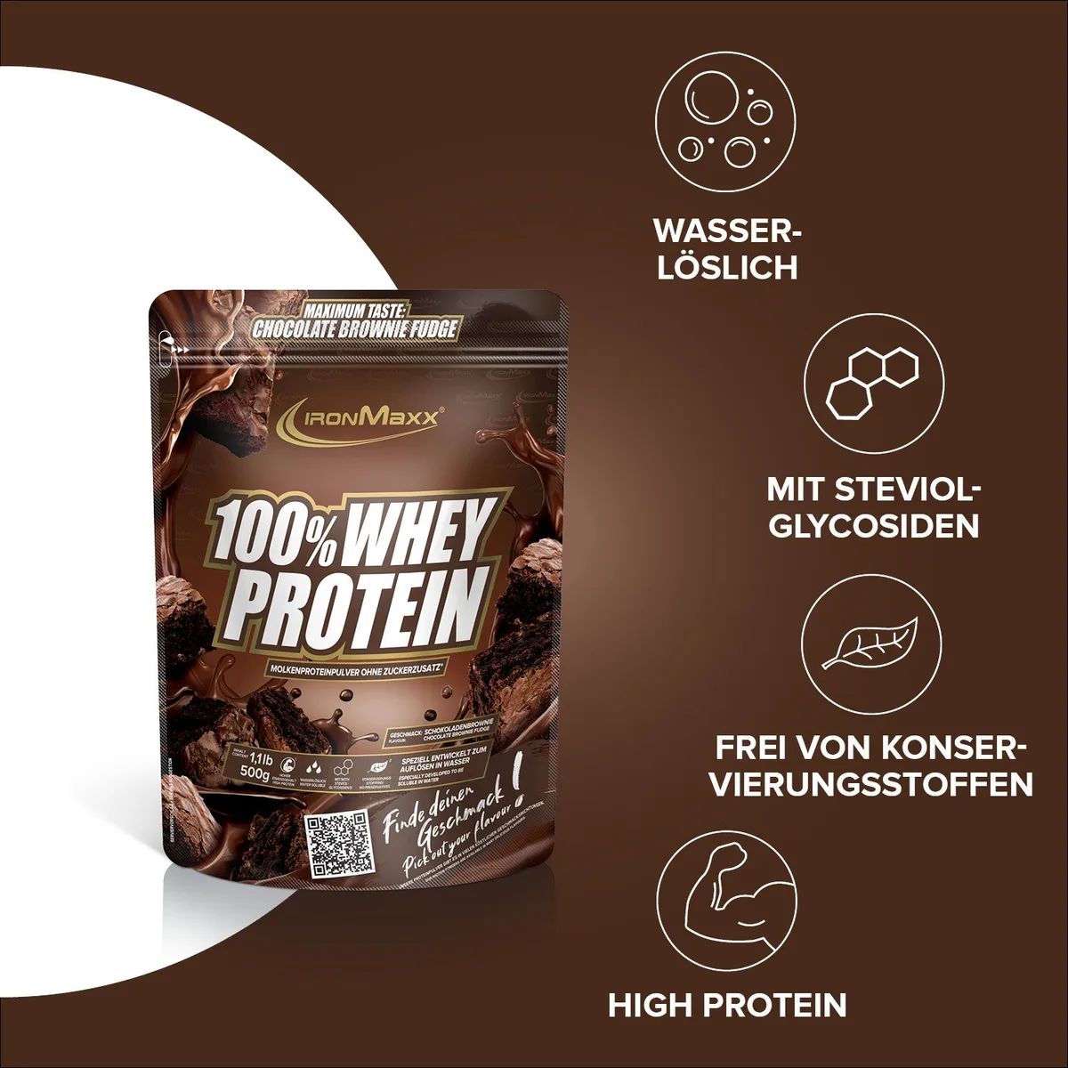 100% Whey Protein (500g) - Chocolate Brownie Fudge – Bild 2