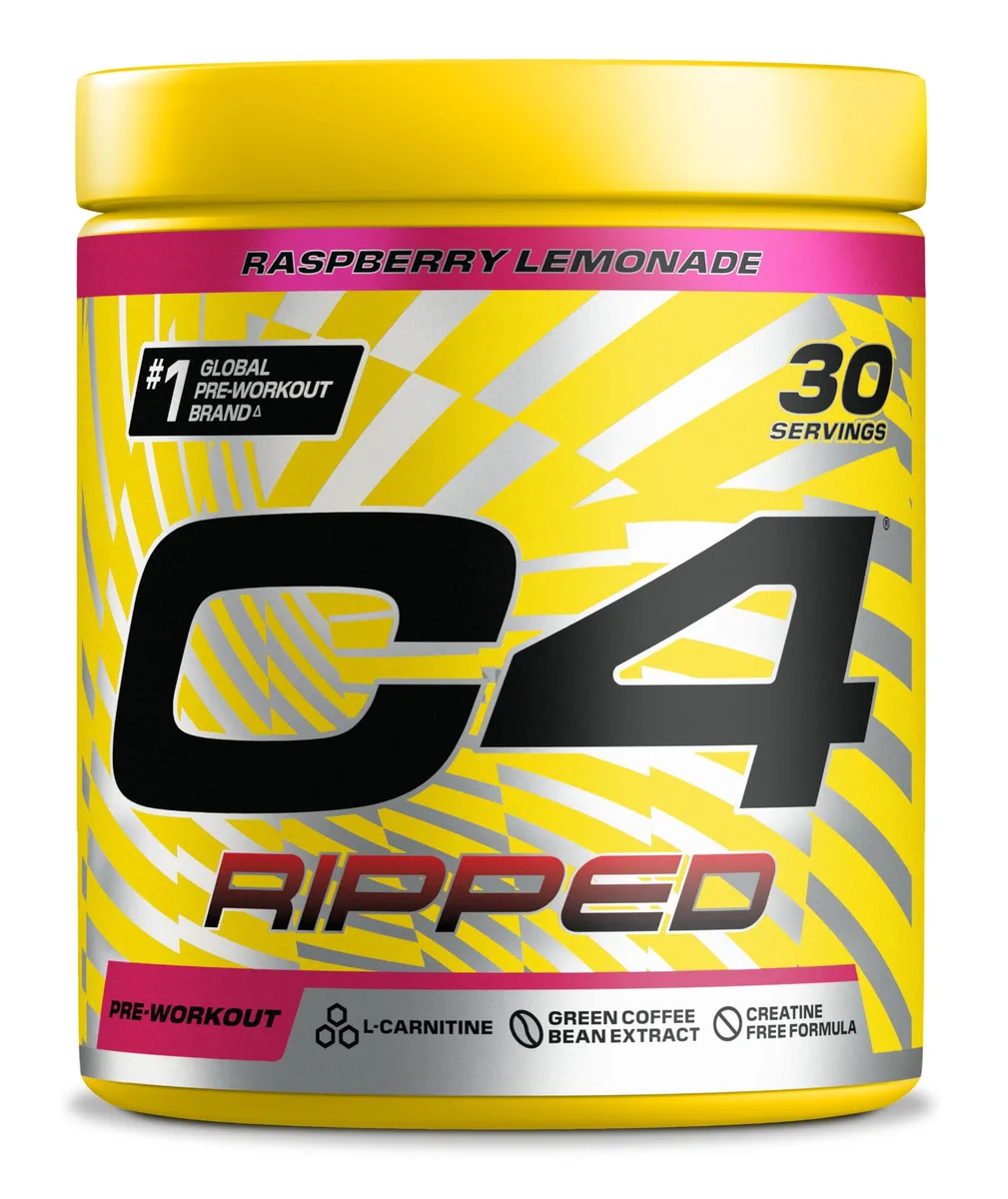 C4 Ripped - Pre-Workout-Booster - Raspberry Lemonade | Getränkepulver für Energy Drink | 150 mg Koffein + Beta-Alanin + Extrakt aus grünen Kaffeebohnen | 30 Portionen