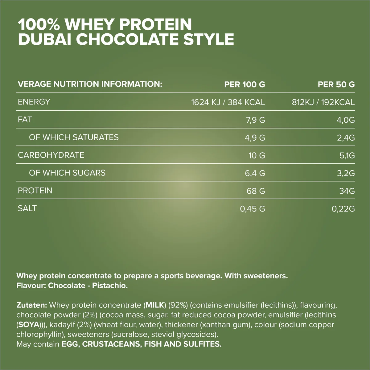 100% Whey Protein (500g) - Dubai Chocolate Style – Bild 4