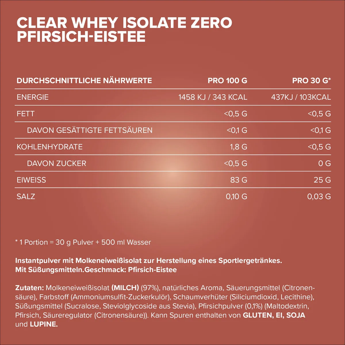 Clear Whey Isolate Less Sweet Pfirsich Eistee – Bild 4