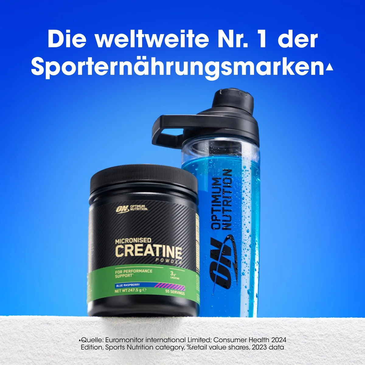 Optimum Nutrition Mikronisiertes Kreatin Pulver, Geschmack Blue Raspberry, 360g, 80 Portionen – Bild 2