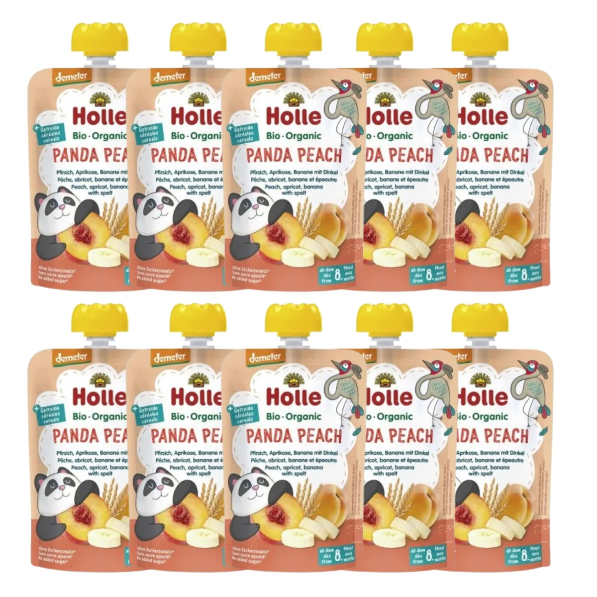 Demeter Pouchy ab dem 8. Monat (10x100g) Birne & Banane mit Kiwi – Bild 2