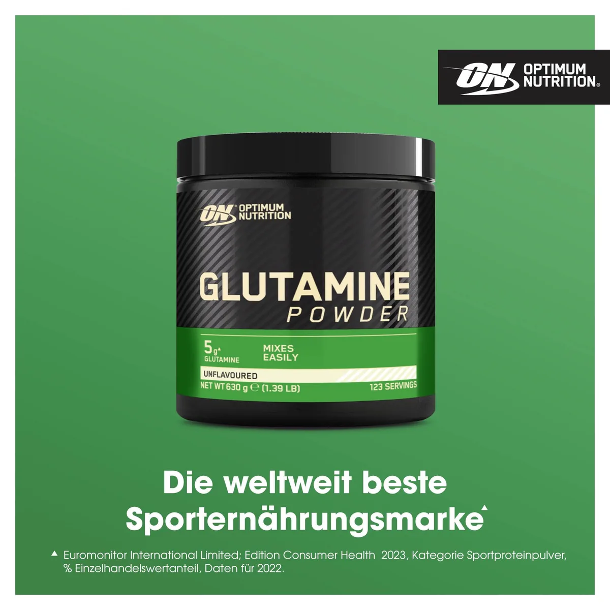 Optimum Nutrition Glutamin-Pulver, l-Glutamin-Aminosäure-Pulver, Nahrungsergänzungsmittel vor und nach dem Training Shake, nicht aromatisiert, 123 Portionen, 630 g – Bild 2