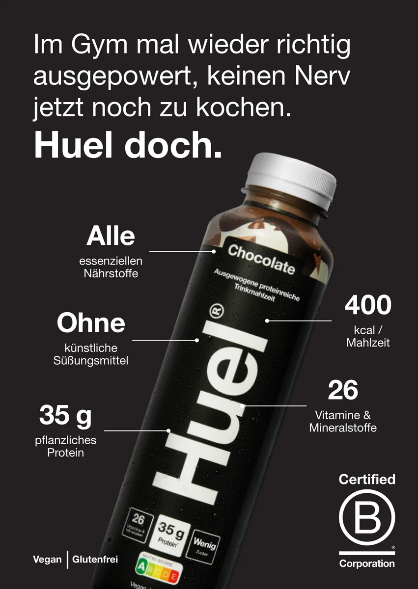 Huel Black Edition Trinkmahlzeit (500ml) Caffè Latte – Bild 3