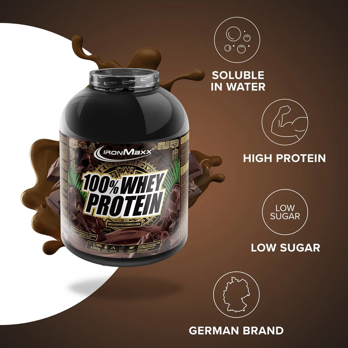 100% Whey Protein (2350g) - Pure Dark Cocoa – Bild 7