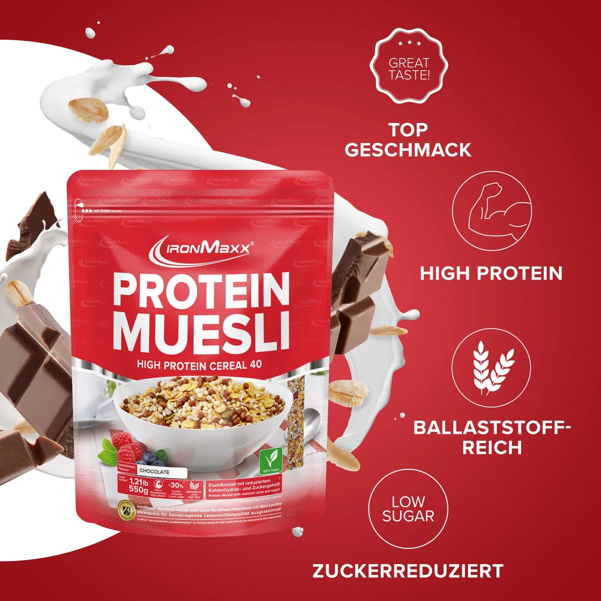 Protein Müsli (550g) - Schokolade – Bild 7