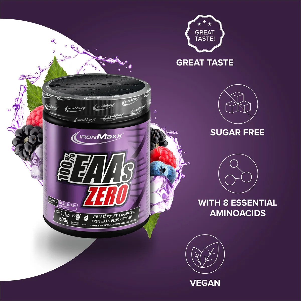 100% EAAs Zero (500g) - Wild Berries – Bild 7