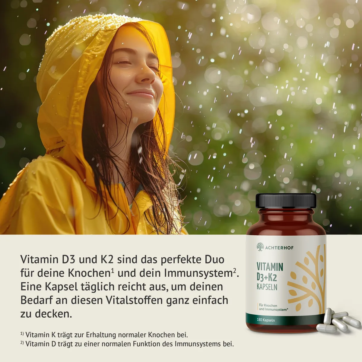 Vitamin D3+K2 Kapseln (180 Kapseln) – Bild 3