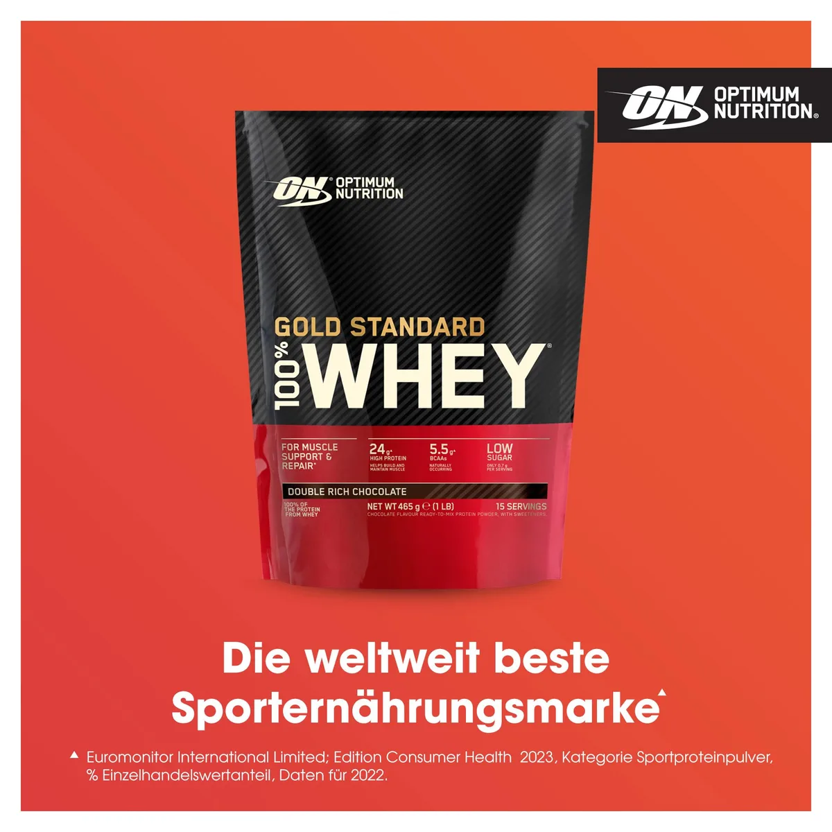 Optimum Nutrition Gold Standard 100% Whey, Proteinpulver, Geschmack Double Rich Chocolate, 465g, 15 Portionen – Bild 2