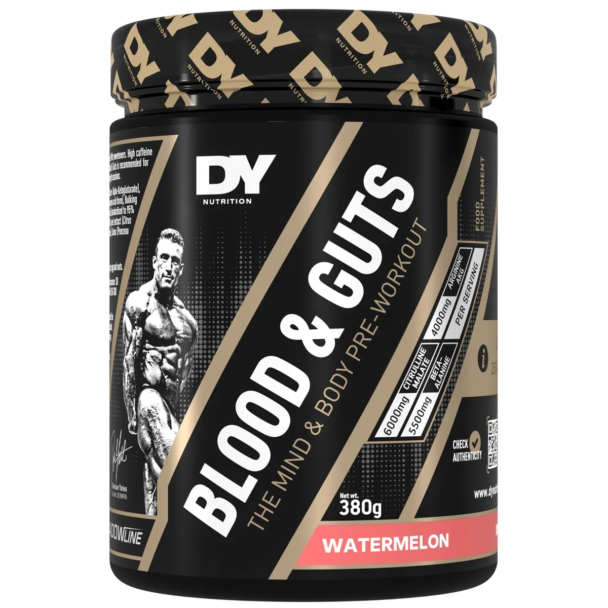 Dorian Yates Nutrition - Blood & Guts | Pre Workout Booster mit Arginin + Citrullin (380g, Watermelone - Wassermelone)