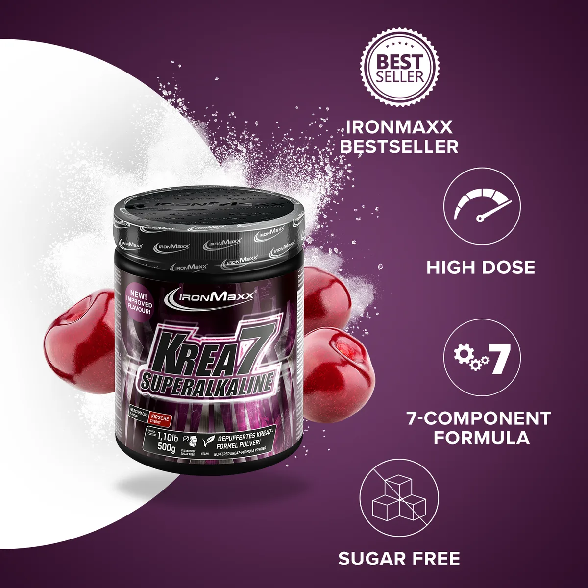 Krea7 Superalkaline Powder (500g) - Kirsche – Bild 7
