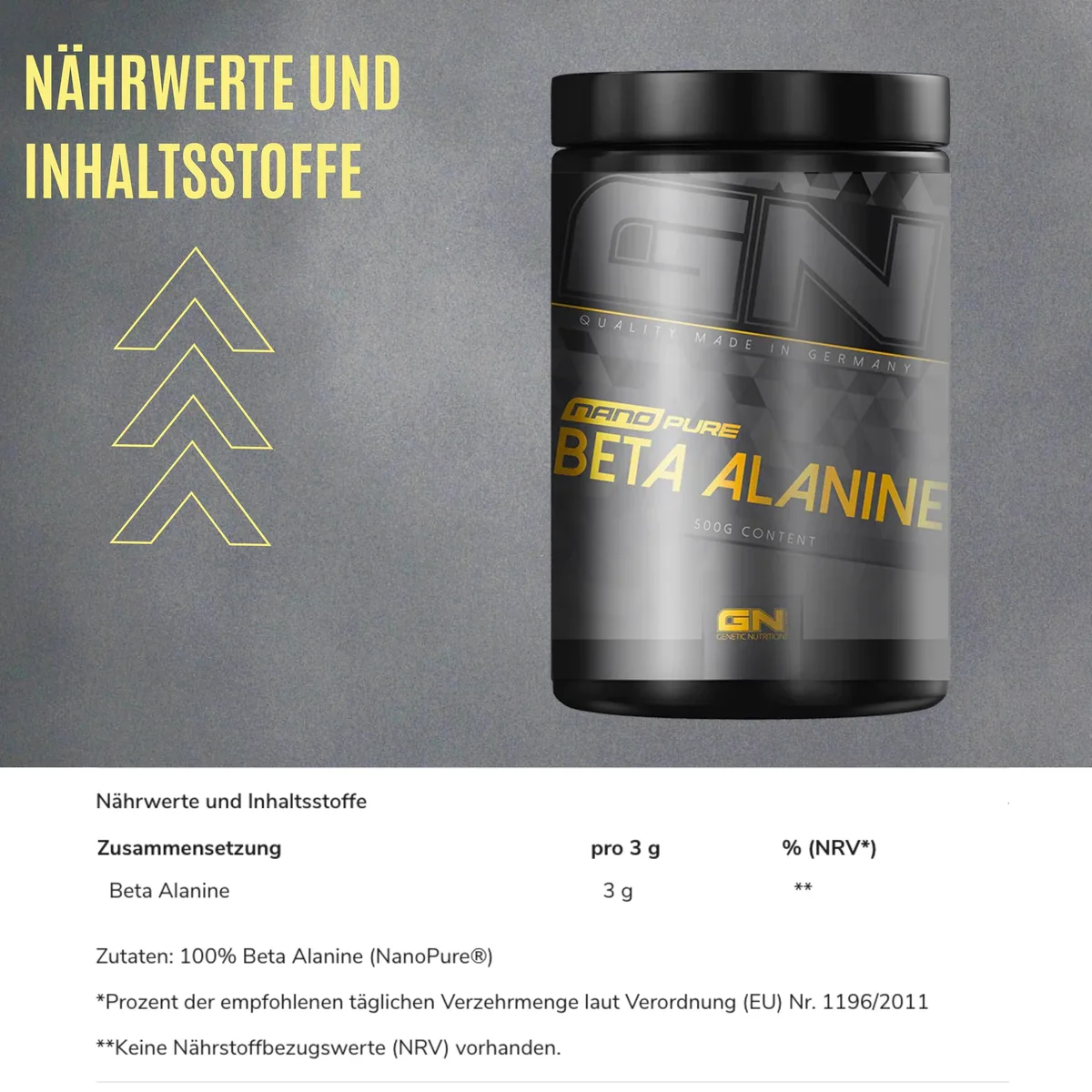 Beta-Alanin Pulver – Hochdosiert & Rein – Pre-Workout Aminosäure für Ausdauer & Leistung – Ohne Zusatzstoffe, Vegan & Glutenfrei – 500g – GN Laboratories – Bild 2