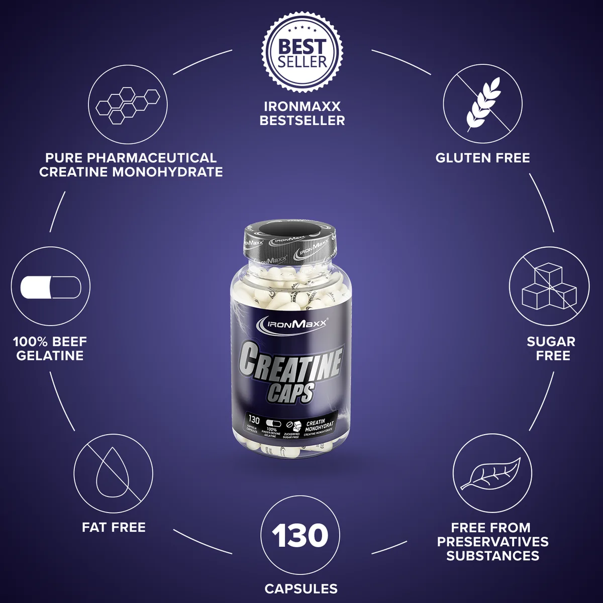 Creatine Caps Monohydrat - 130 Kapseln – Bild 5